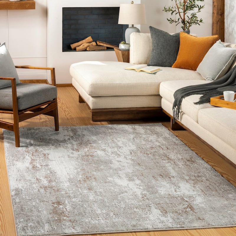 Livabliss Mylo Contemporary Abstract Area Rug - Beige - 5' 3" x 7'