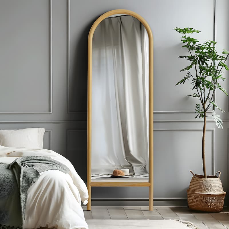 Wooden Frame Ladder-Style Wall Mirror - 64*21