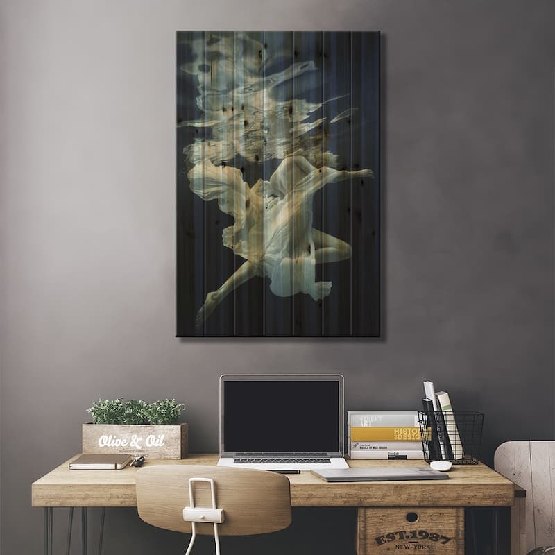 Water And Air Print On Wood by Dmitry Laudin - Multi-Color