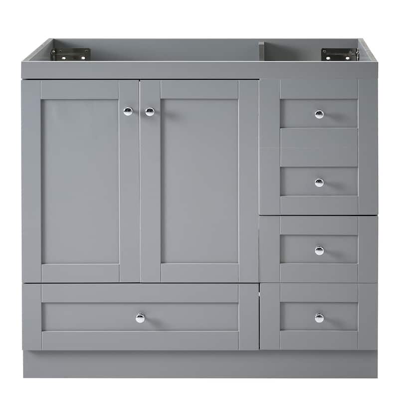 Roomfitters 36" Bathroom Vanity Cabinet Only, Freestanding Storage with Soft-Close Doors, Sink Not Included, Gray