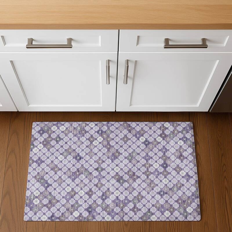 Premium Washable Super Soft Modern Mosaic Mayfield Rug - 1'8" x 2'6" - Lavender