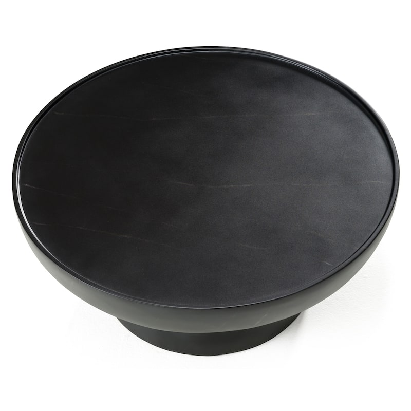 Modrest Akron Modern Black & White Faux Marble Round Coffee Table