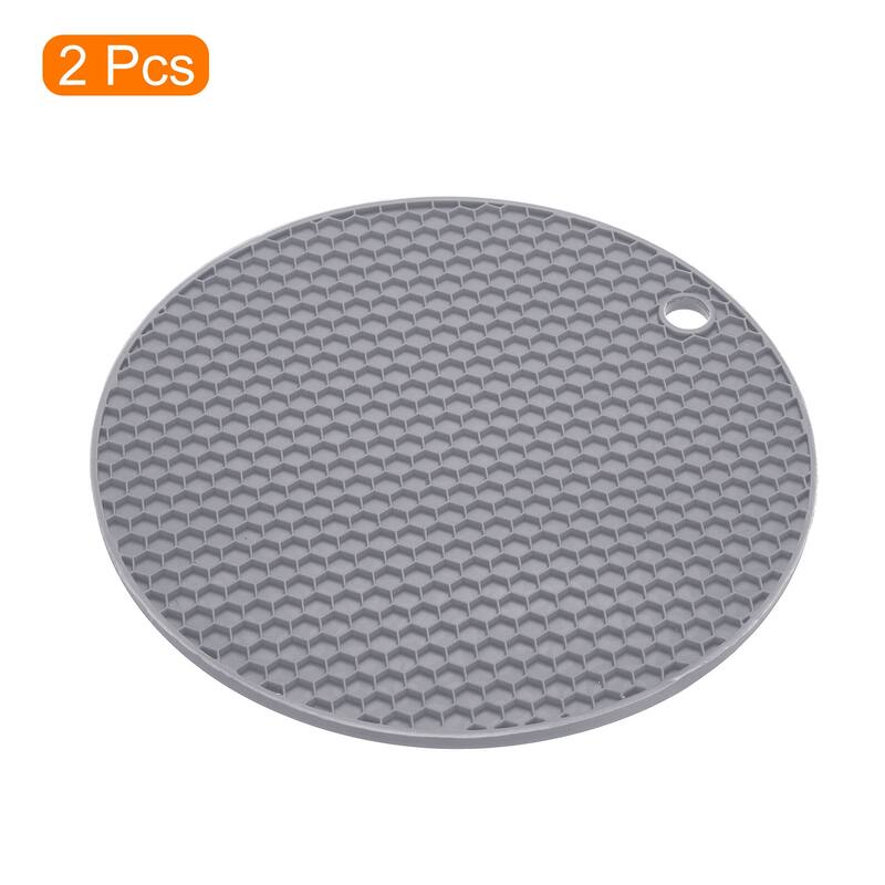 Silicone Trivet Mats 2pcs, Round Hot Pan Pads Honeycomb Drying Mat - Light Gray - Light Gray