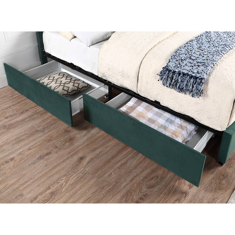 Furniture of America Dustir Art Deco Upholstered 4-drawer Platform Storage Bed
