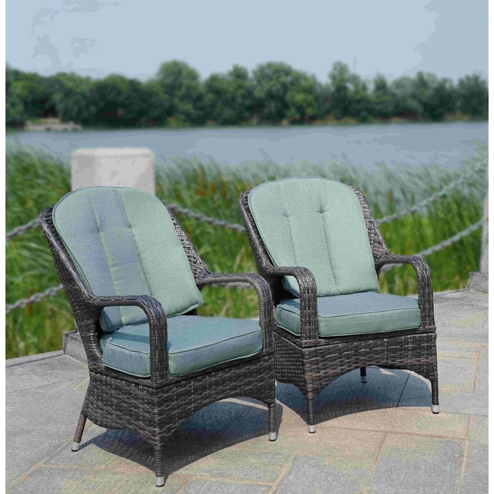 Moda 2-Piece Outdoor Wicker Dining Chairs with Cushions