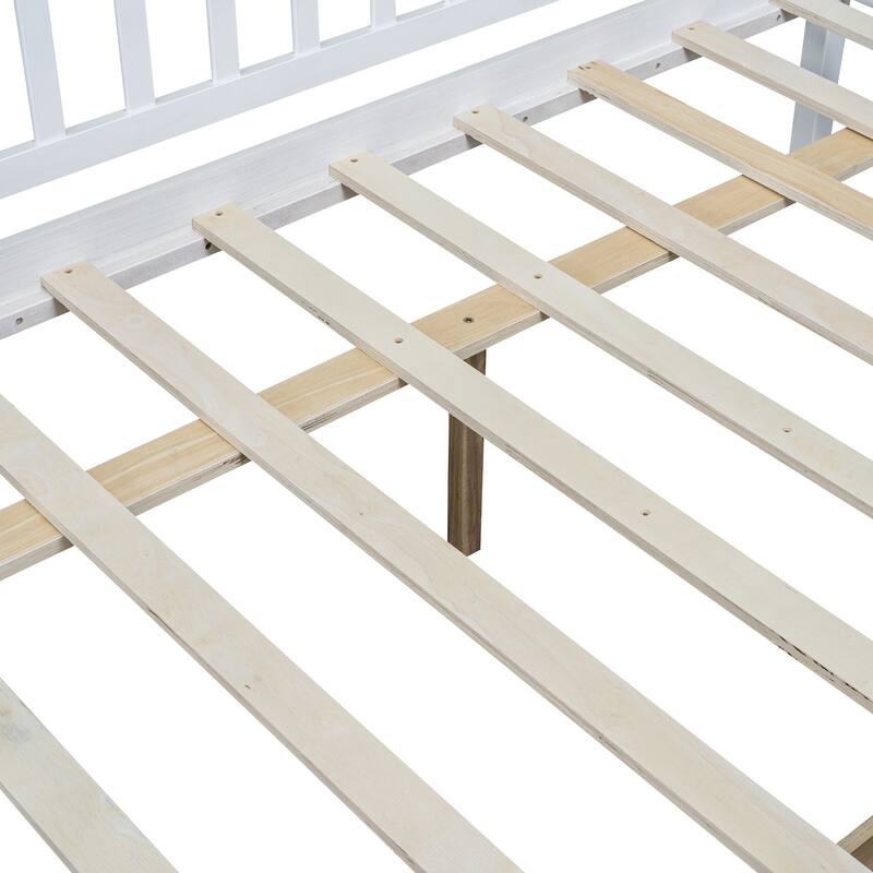 White Full Size Style Pine Wood Daybed with Two Storage Drawers