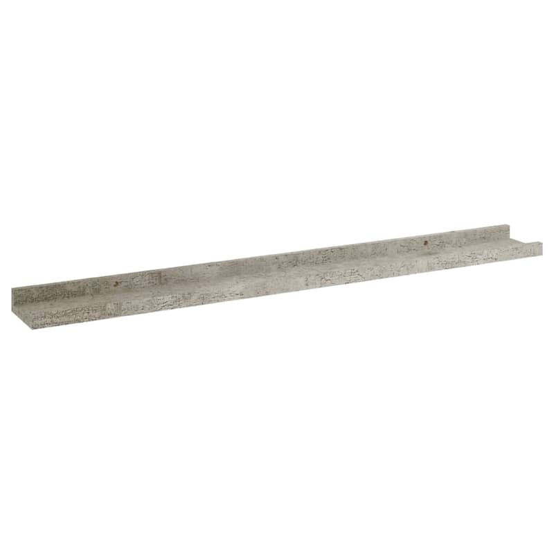 Yuli Wall Shelf Set of 2, Concrete Gray, Raised Ledge Design 32 Inch