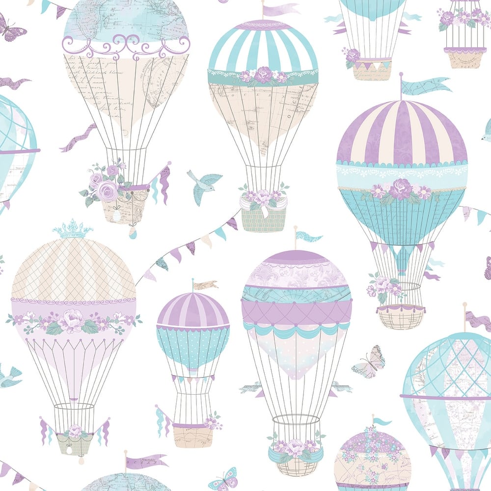 Galerie Wallcoverings Just 4 Kids 2 Hot Air Balloons Non-woven Matte Wallpaper Roll