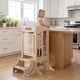 preview thumbnail 4 of 8, Gymax Foldable Toddler Step Stool Wooden Kitchen Standing Tower w/ - Natural