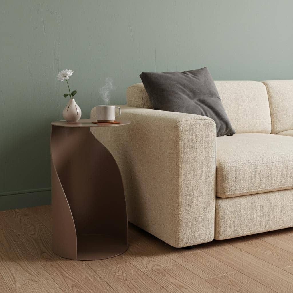 HomeRoots 19" Gold Steel Round Pedestal End Table - 11.00 in. x 19.00 in. x 11.00 in.