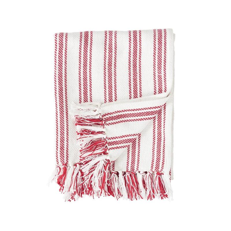 50" x 60" Ticking Stripe Throw Collection - Crimson
