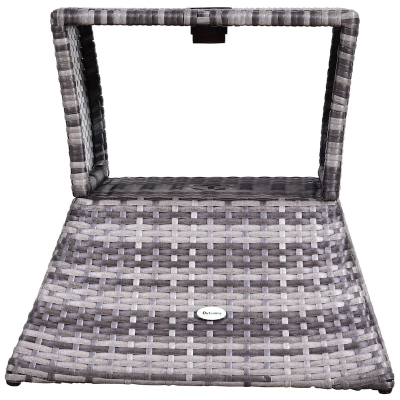 Outsunny Patio Wicker Rattan Tea Bistro Side Table with an Umbrella Hole, Convenient Storage Shelf, & Stylish Design