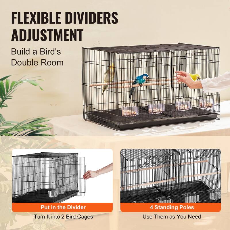Flight Bird Cage, Stackable Divided Small Parakeet Cage for Parrots Canaries Cockatiels Lovebirds
