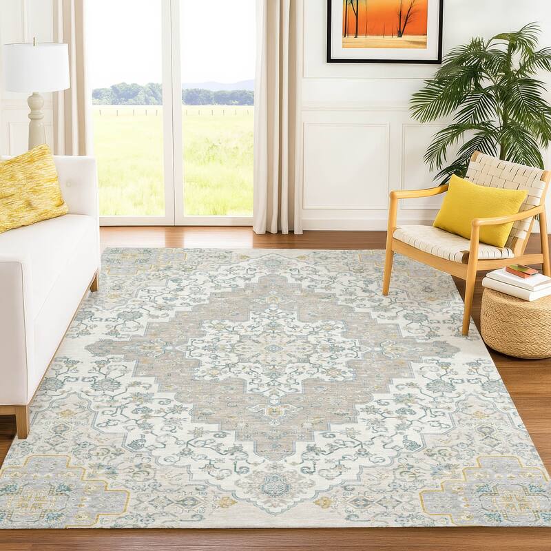 Machine Washable Indoor/ Outdoor Traditional Karachy Chantille Rug
