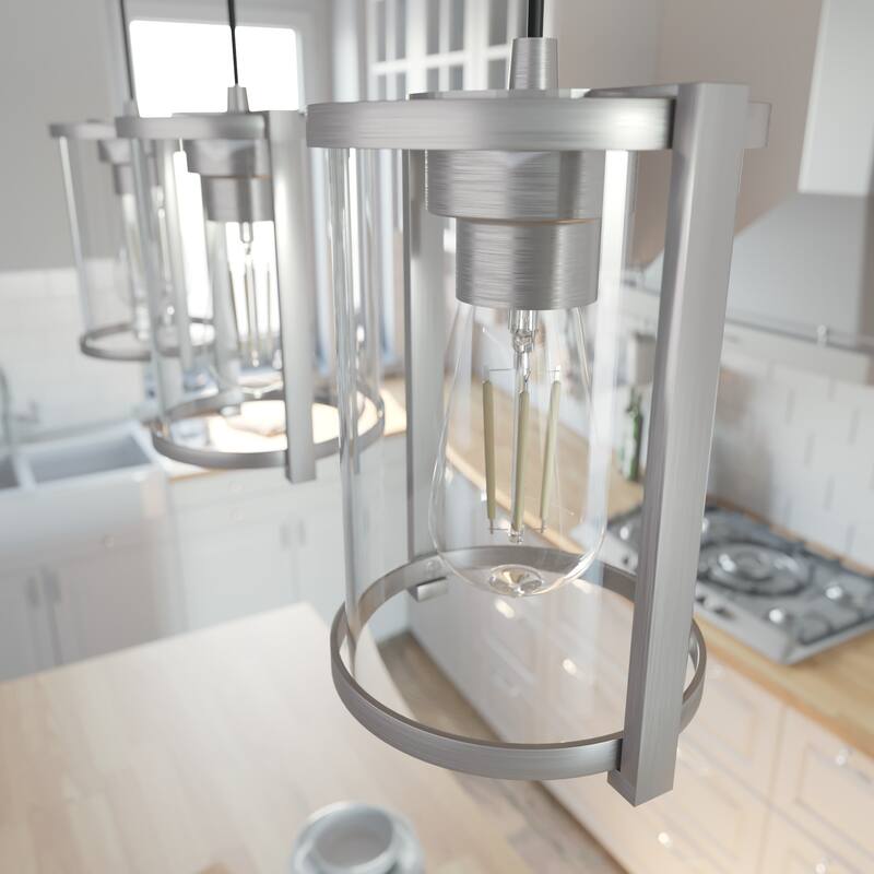 Hunter Astwood 3-Light Linear Cluster, Kitchen Island, Dining Room - Transitional, Contemporary, Modern Farmhouse - Brushed Nickel