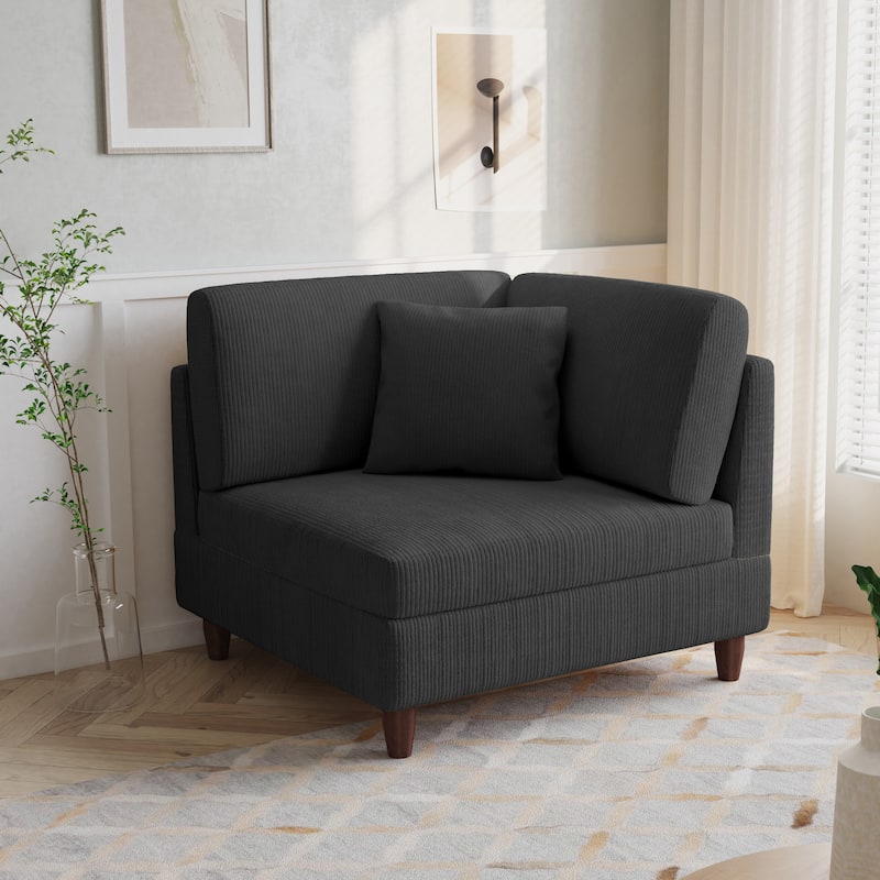 Corduroy Accent Chair with Ottoman Modular Couch Sectional Sofa