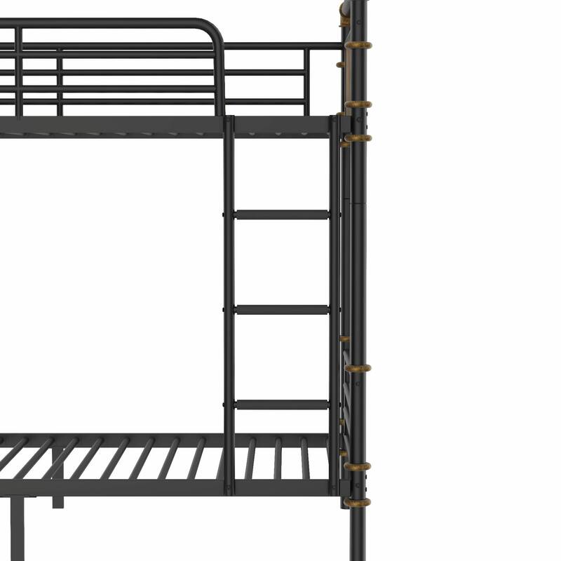 Quad Bunk Bed for 4 Kids, Heavy Duty Metal Twin Bunk Bed Frame, Detachable Triple Bunk Bed