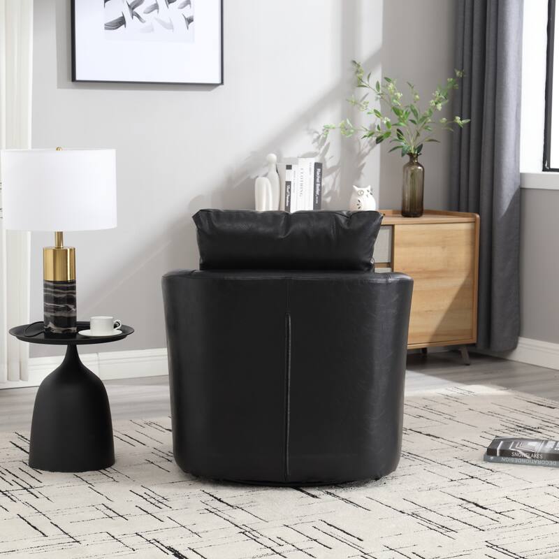 32.68" Swivel Barrel Chair with Metal Base