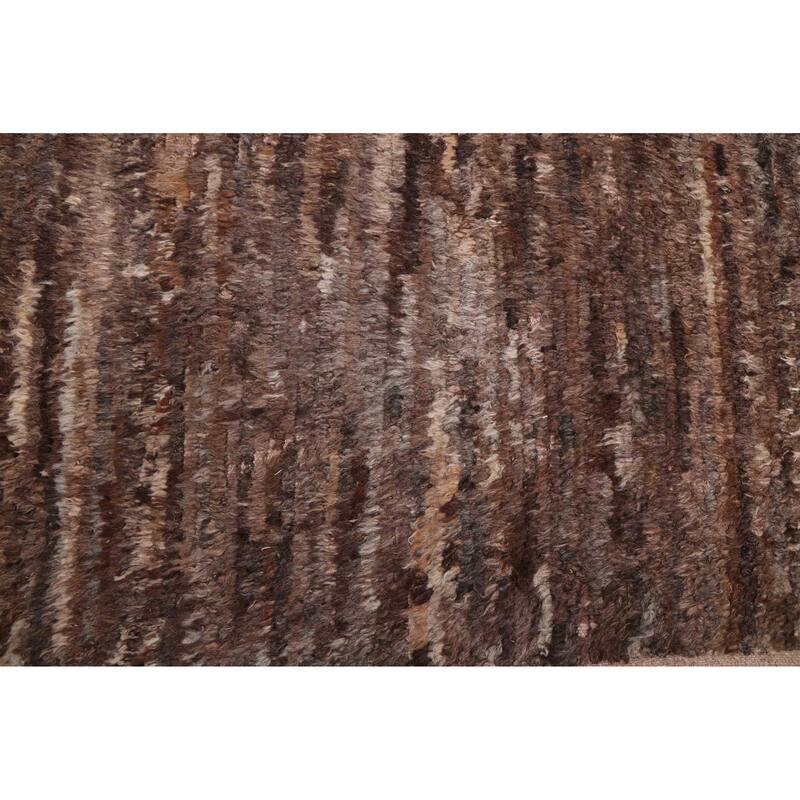 ECARPETGALLERY Hand-knotted Pak Finest Marrakesh Dark Brown Wool Rug - 7'10 x 10'3