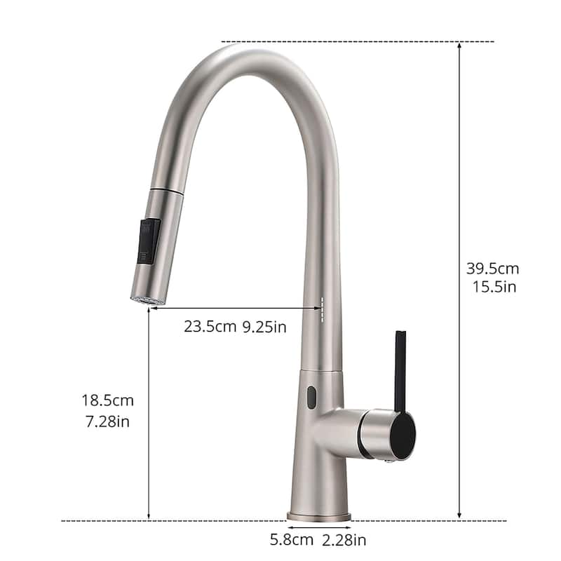 Brushed Nickel Touchless Pull-Out Single-Handle Kitchen Faucet with Deck Plate