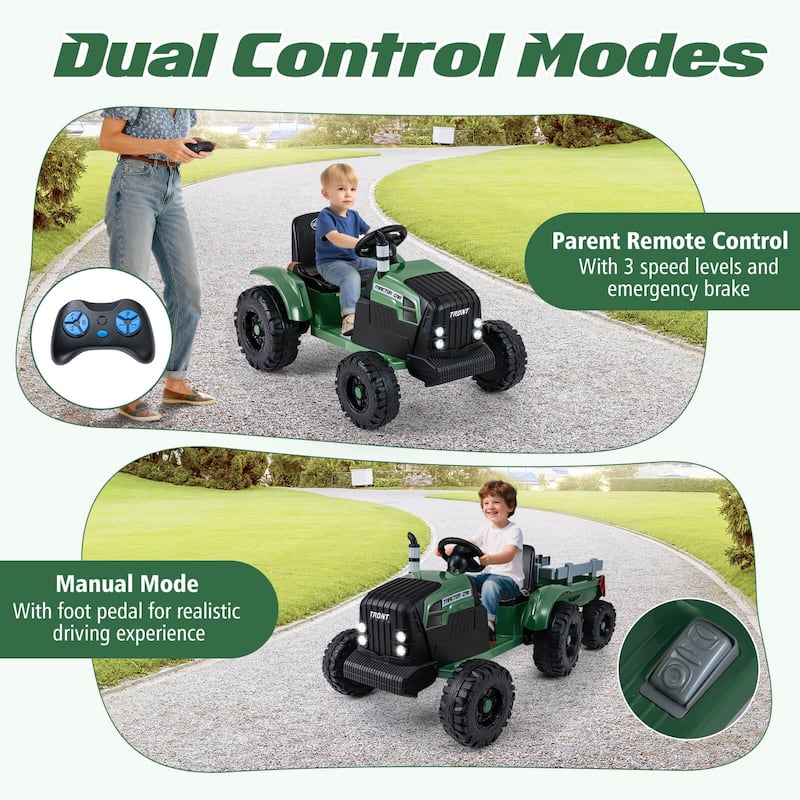 Costway 24V Ride On Tractor for Kids with Detachable Trailer Remote - See Details