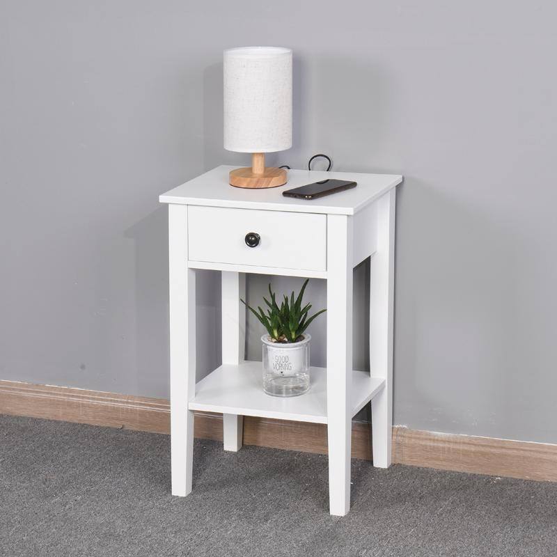 Modern White Nightstand Storage Table with a Drawer