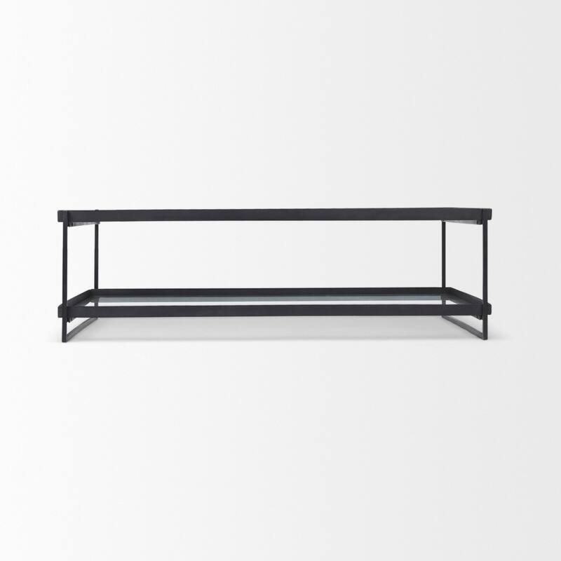 Trey Black Iron w/ Glass Rectangular Coffee Table - 56"L x 32"W x 17"H