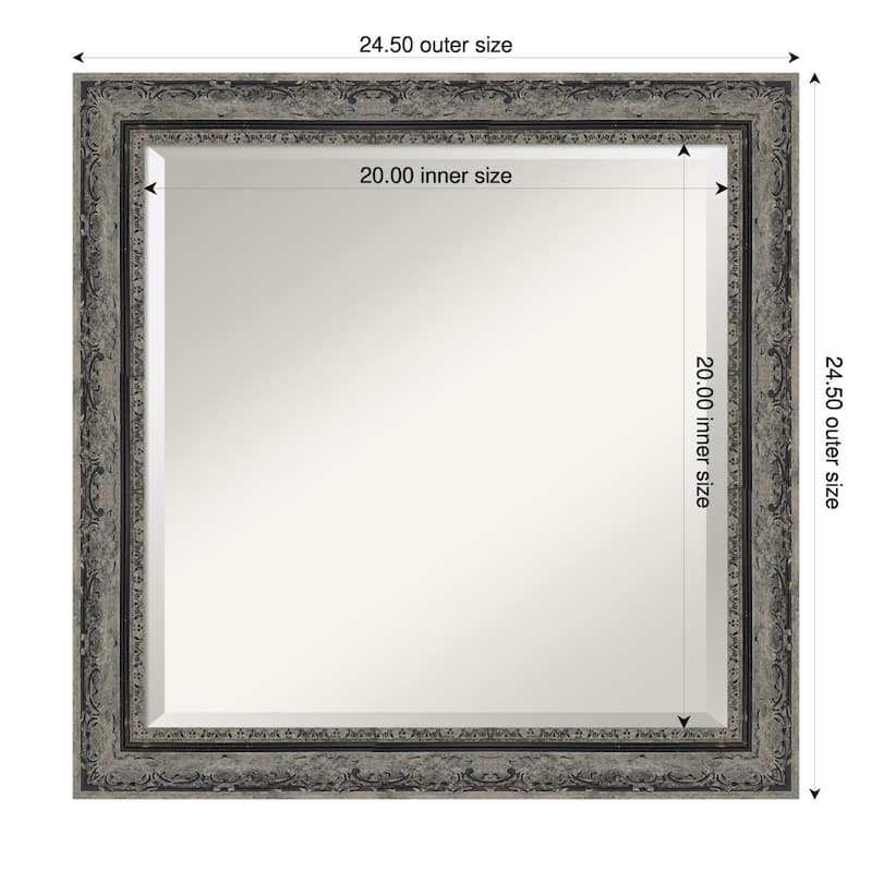 Filigree Beveled Framed Wall Mirror - 25 x 25 in - Filigree Matte Black