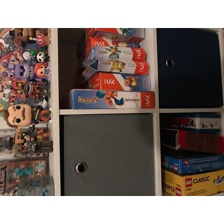 Simple Living 'Jolie' White Bookcase with Five Fabric Bins - 29.5"h x 35.5"w x 10.75"d