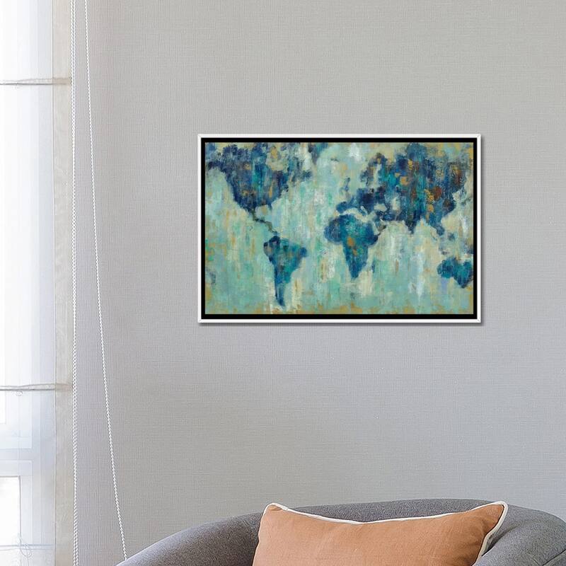iCanvas "Map Of The World" by Silvia Vassileva Framed Canvas Print