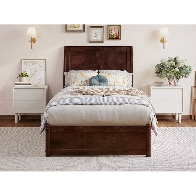Andorra Platform Bed with Panel Footboard and Twin XL Trundle