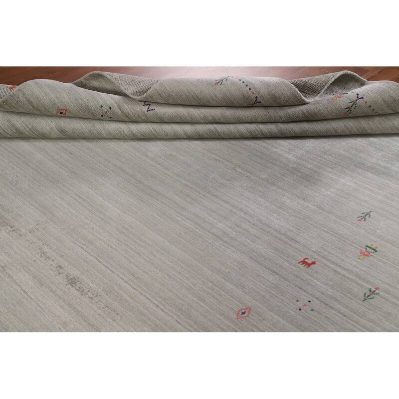 Tribal Beige Gabbeh Indian Area Rug Handmade Wool Carpet - 7'10"x 9'9"