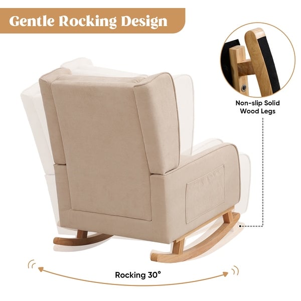 dimension image slide 0 of 11, HOMYKA 27.56" Wide Rocking Chair for Nursery with Solid Wood Leg