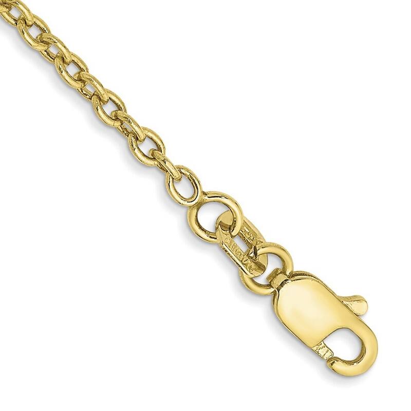 Curata 10k Yellow Gold 9-inch 2.0mm Polished Cable Chain Anklet