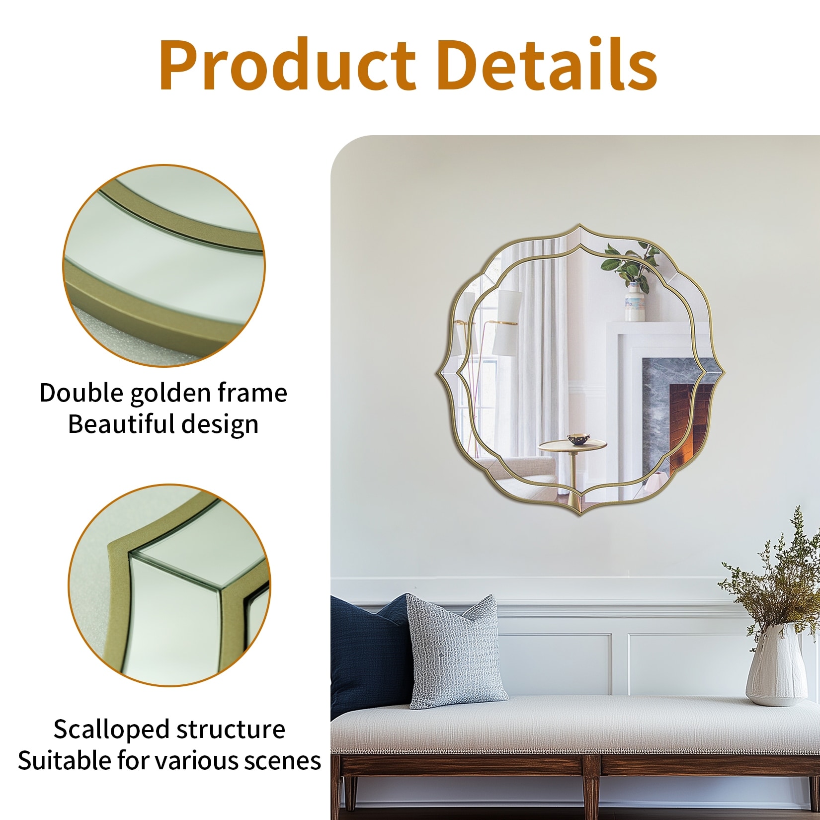 Large Gold Mirror Wall Decor Living Room Mirror Glass Beveled Frame On Sale Bed Bath Beyond 41499103