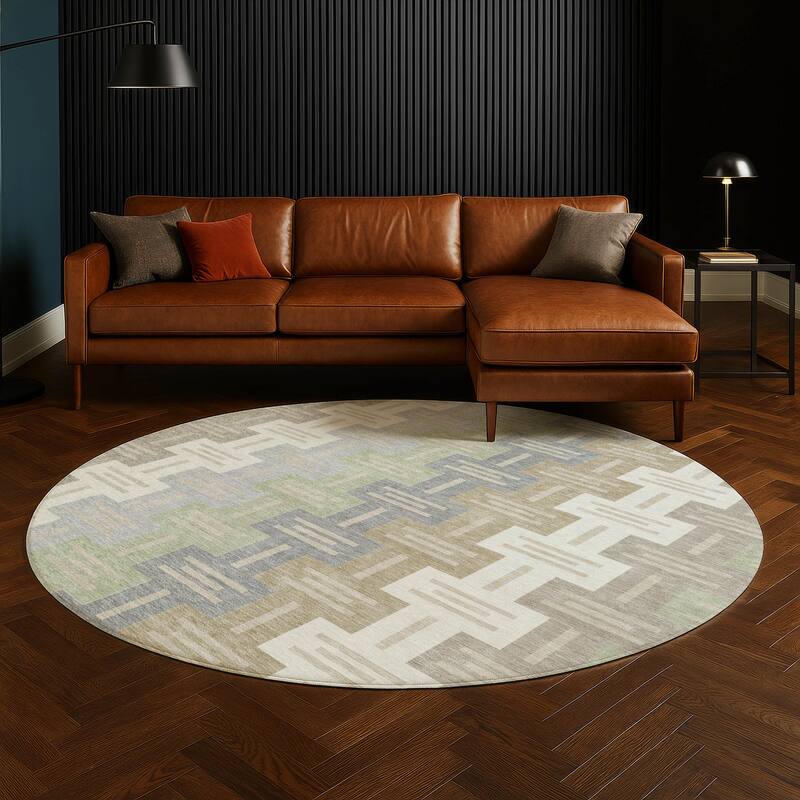 Machine Washable Indoor/ Outdoor Modern Wamego Chantille Rug