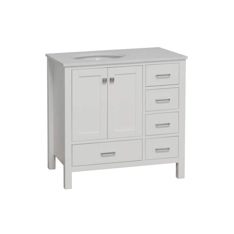 KitchenBathCollection Horizon 36" Bathroom Vanity with Engineered White Top