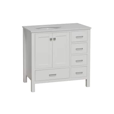 KitchenBathCollection Horizon 36" Bathroom Vanity with Engineered White Top