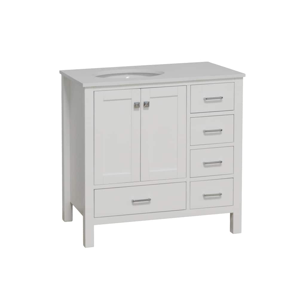 KitchenBathCollection Horizon 36" Bathroom Vanity with Engineered White Top
