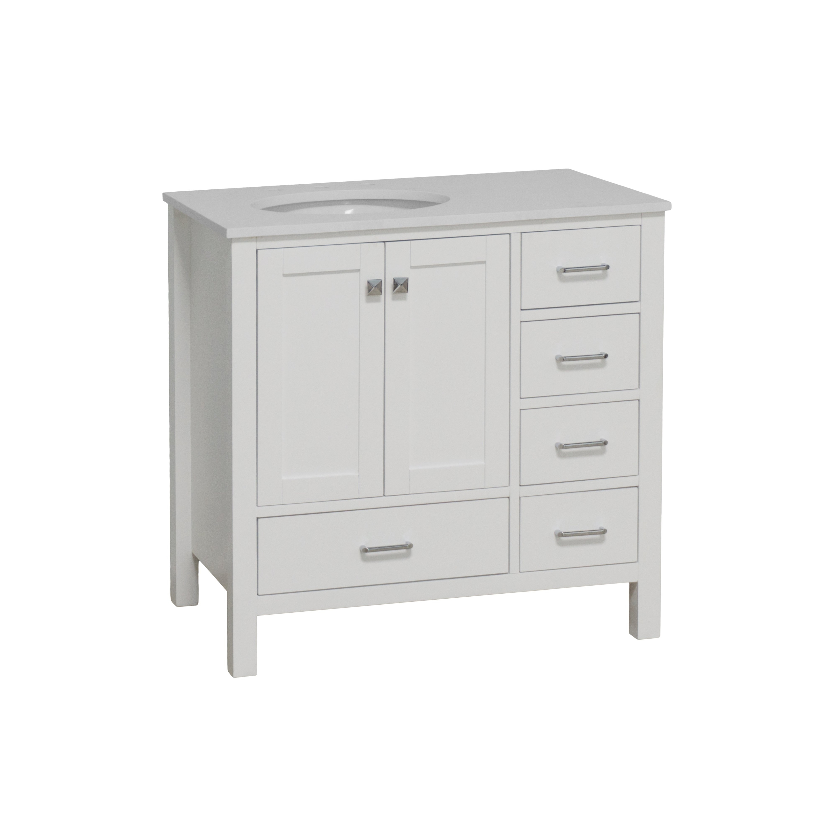 KitchenBathCollection Horizon 36" Bathroom Vanity with Engineered White Top