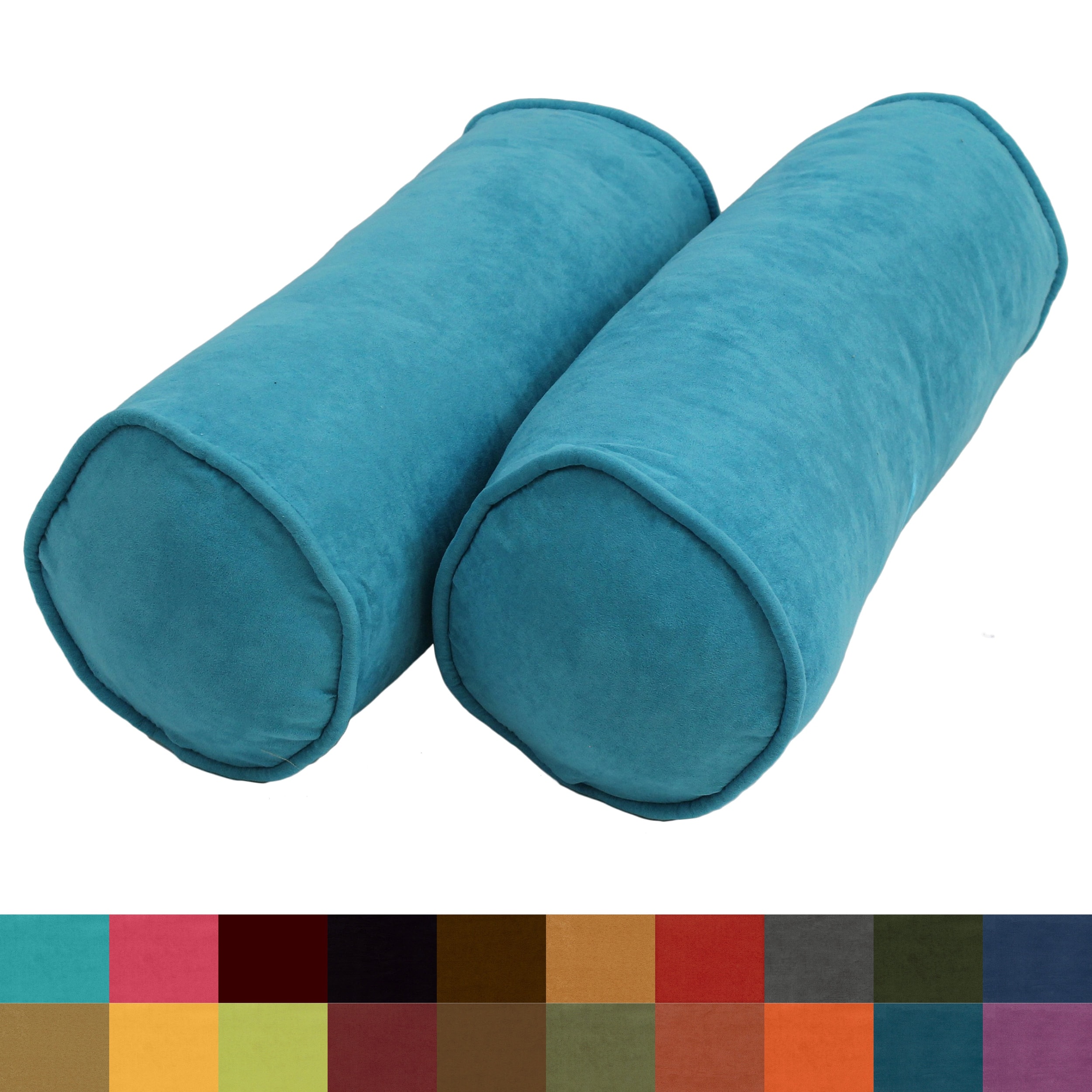 20 inch by 8 inch Corded Microsuede Bolster Pillows Set of 2 On Sale Bed Bath Beyond 21385534