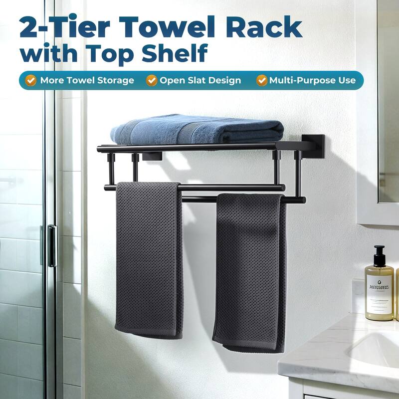 WOWOW Two Towel Holders Wall mounted Towel Rack