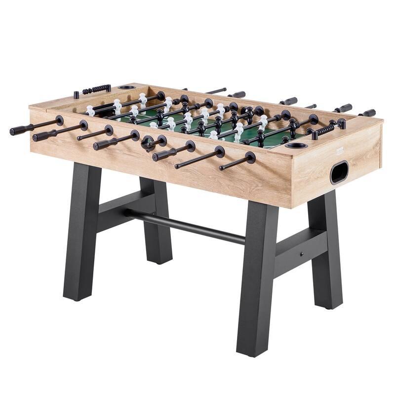 Light Wood MDF Foosball Table with 26 Players, Anti-Slip Handles and Adjustable Legs - 55x28.6x34 in - Brown