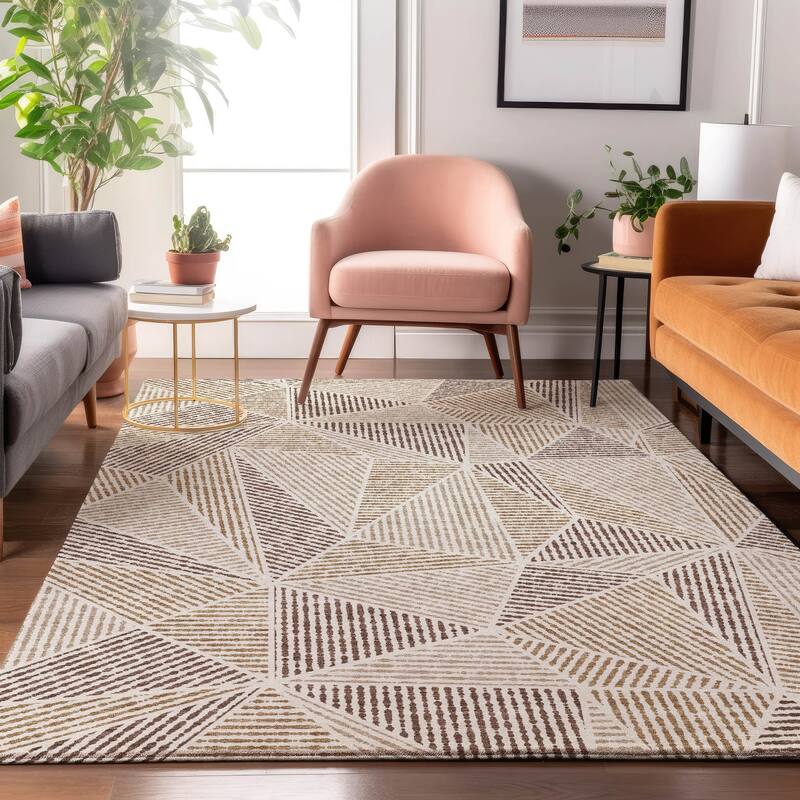 Premium Washable Super Soft Contemporary Mosaic Mayfield Rug - Brown - 9' x 12' - Rectangle