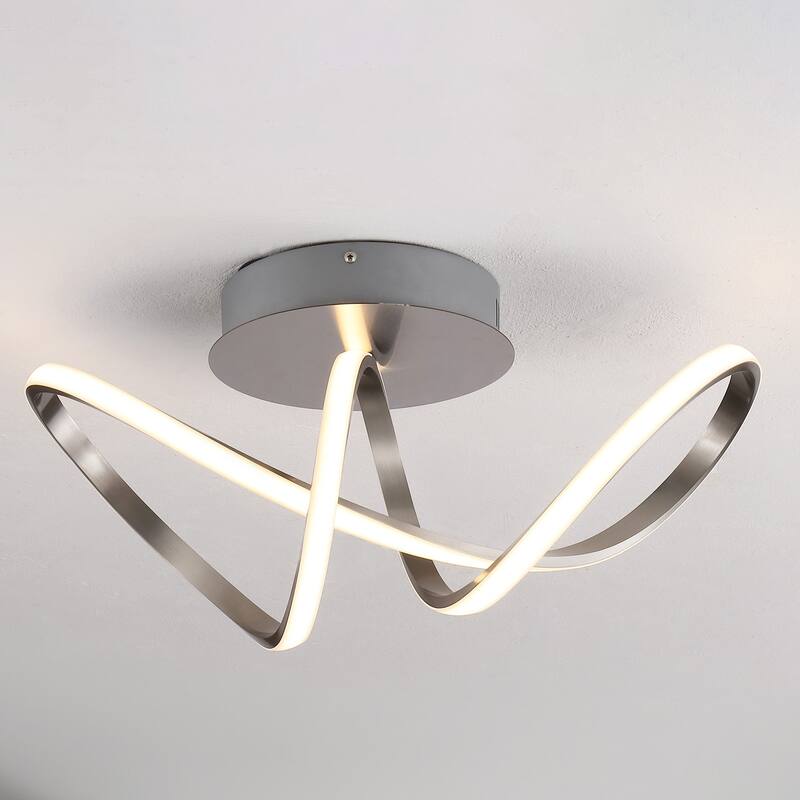 Euphoria 19.5" 1-Light Modern Minimalist Aluminum Loop Integrated LED Semi Flush Mount, by JONATHAN Y - 19.50