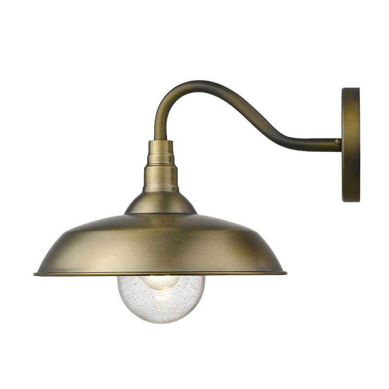 1-Light Outdoor Flush Mount Wall Light with Clear Seedy Glass Shade and Steel Fixture Garden Lighting