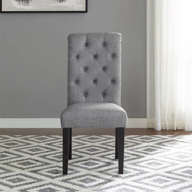 Set of 2 Solid Wood Tufted Upholstered Dining Chair