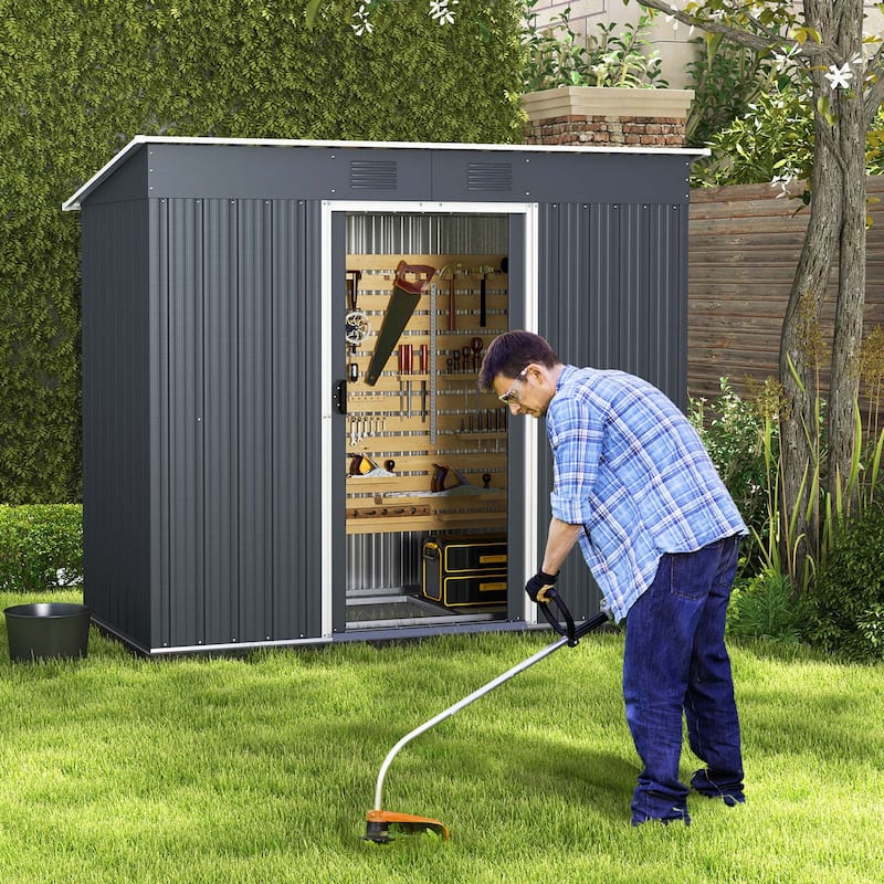 Costway 3.6' x 7.1' Outside Garden Storage Shed Tool House with Ground - See Details