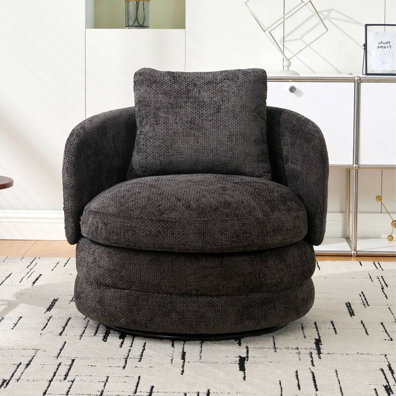30"W Modern Upholstered Armchair,Accent Chair with a Pillow - DARK GRAY