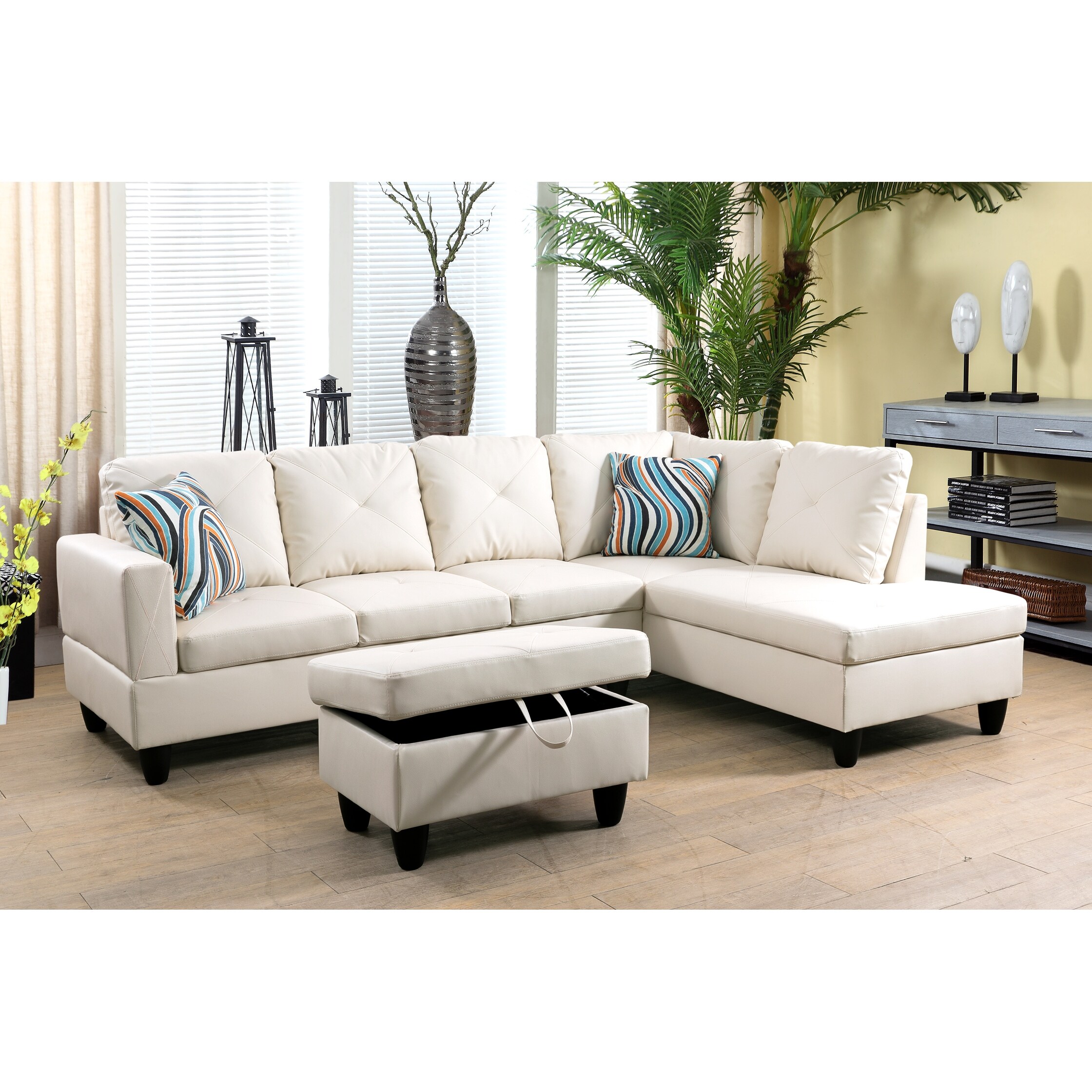 3-Pieces Sectional Sofa Set,Cream(09002B) - On Sale - Overstock - 35897843